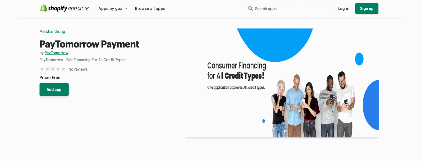 PayTomorrow Payment app listing