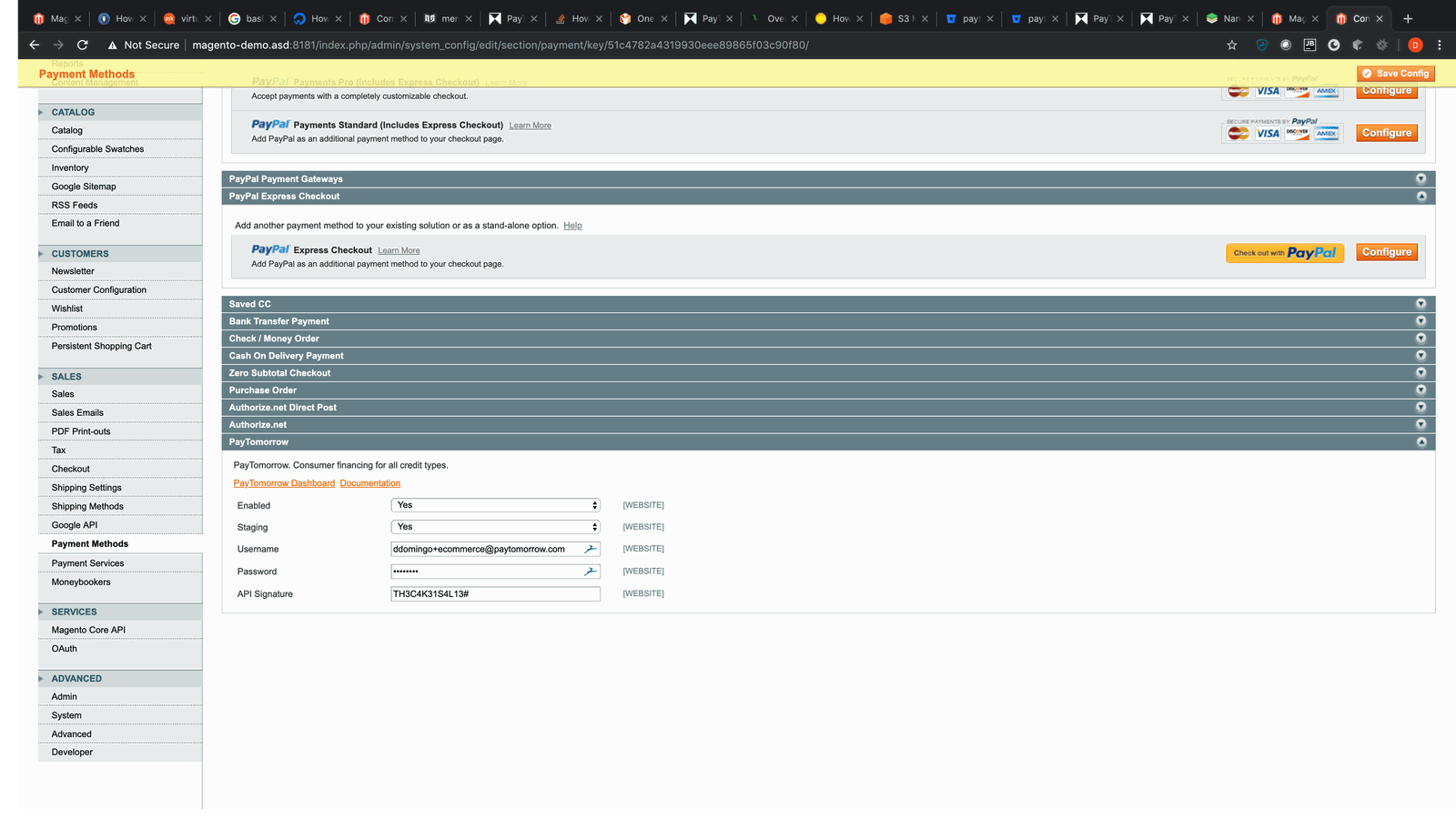 Payment method settings