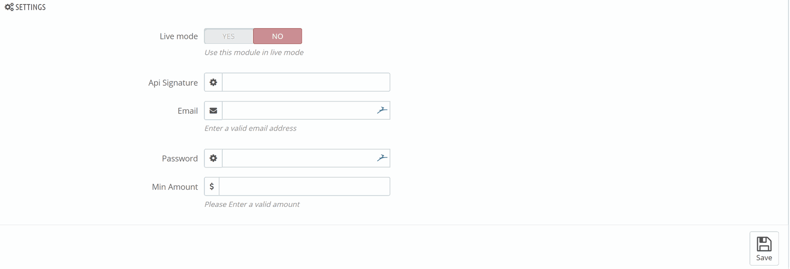 Module settings