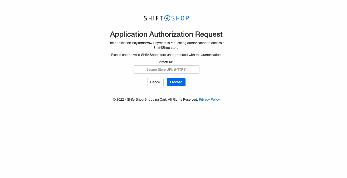 Authorization screen