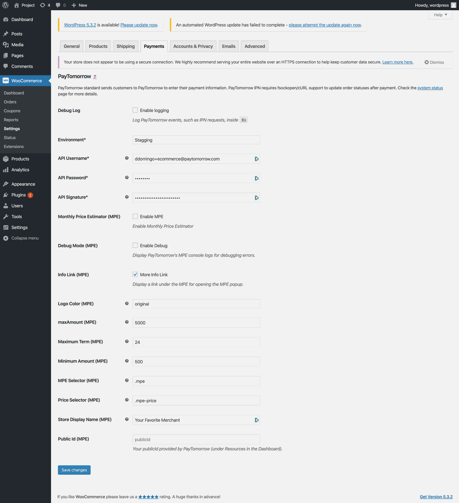 PayTomorrow settings, part 2